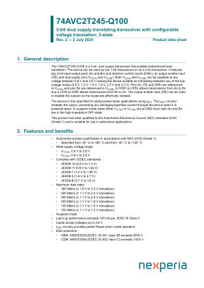 74AVC2T245GU-Q100X datasheet cover page