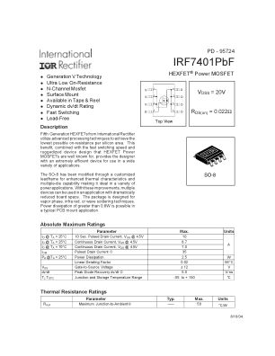 IRF7401 数据手册首页