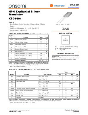 KSD1691 数据手册首页