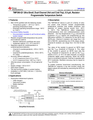 TMP390-Q1 datasheet cover page