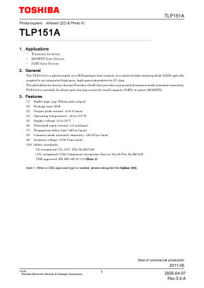 TLP151A datasheet cover page