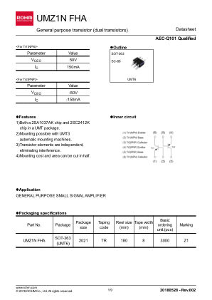 UMZ1NFHA 数据手册首页