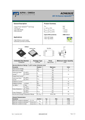 AON6262E datasheet cover page
