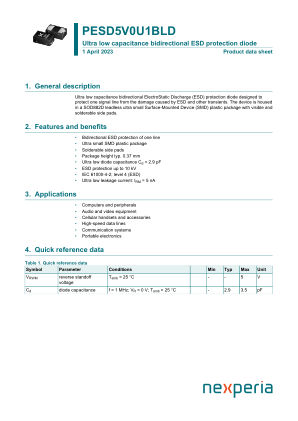 PESD5V0U1BLD datasheet cover page