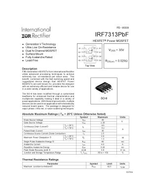 IRF7313 datasheet cover page