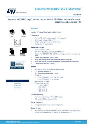 ST25DV04KC datasheet cover page