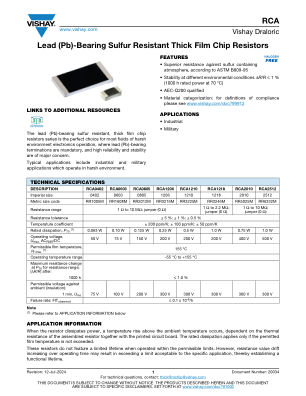 RCA 数据手册首页