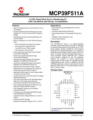 MCP39F511A-E 数据手册首页