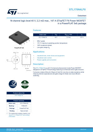 STL170N4LF8 datasheet cover page