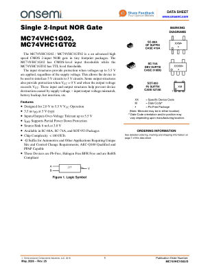 MC74VHC1G02 数据手册首页