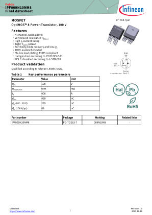 IPF009N10NM8 datasheet cover page