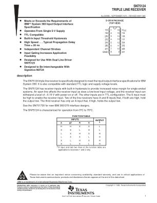 SN75124 datasheet cover page