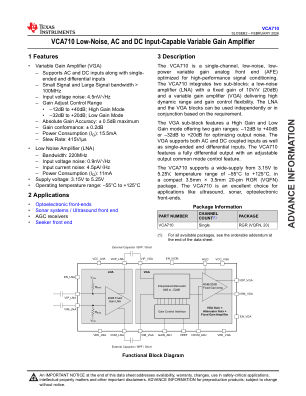 VCA710 datasheet cover page