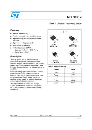 STTH1512 datasheet cover page