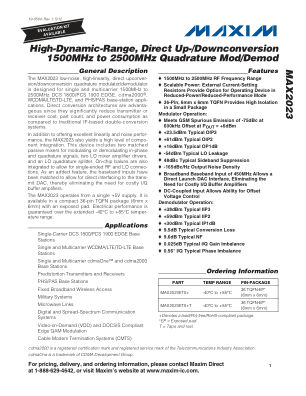 MAX2023 数据手册首页